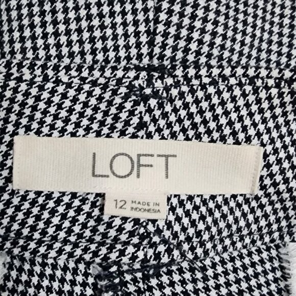 Ann Taylor Loft Pants Womens Size 12 Black White Houndstooth with Pockets Skinny - Picture 4 of 7